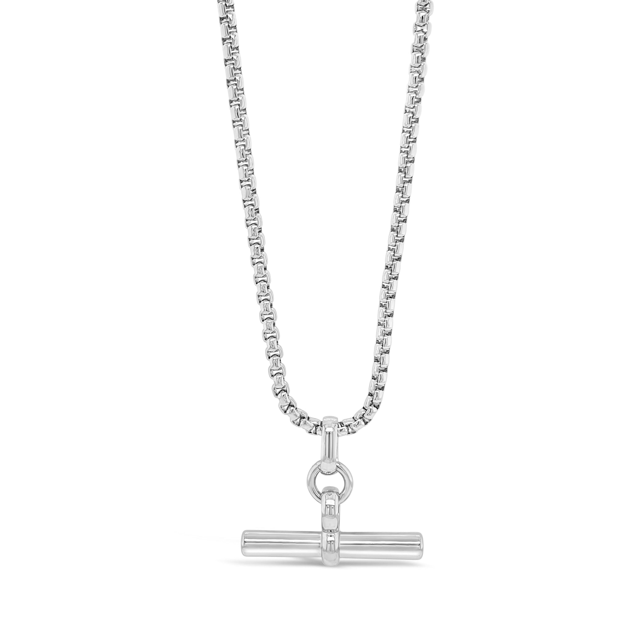 Absolute Jewellery Rolo Chain T-Bar Necklace in silver